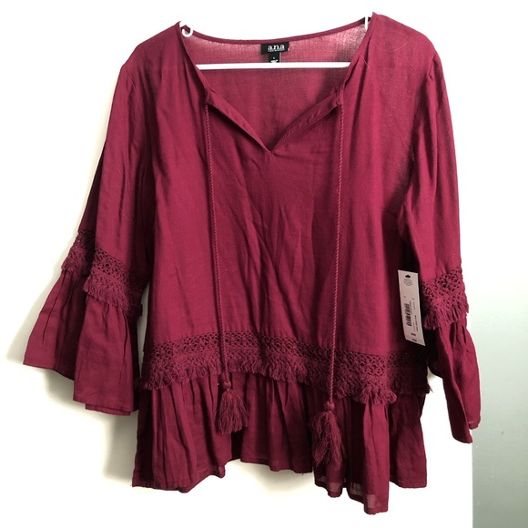Burgundy JC Penney Blouse - Picture 1 of 2